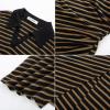 imageGRACE KARIN Womens Casual Summer Dresses Striped Polo V Neck Cap Sleeve Side Slit Ruched Bodycon Stretch Midi DressesBrown