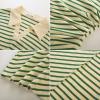 imageGRACE KARIN Womens Casual Summer Dresses Striped Polo V Neck Cap Sleeve Side Slit Ruched Bodycon Stretch Midi DressesGreen