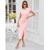 imageGRACE KARIN Womens Casual Summer Dresses Striped Polo V Neck Cap Sleeve Side Slit Ruched Bodycon Stretch Midi DressesPink