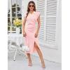 imageGRACE KARIN Womens Casual Summer Dresses Striped Polo V Neck Cap Sleeve Side Slit Ruched Bodycon Stretch Midi DressesPink
