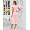 imageGRACE KARIN Womens Casual Summer Dresses Striped Polo V Neck Cap Sleeve Side Slit Ruched Bodycon Stretch Midi DressesPink