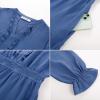 imageGRACE KARIN Womens Casual V Neck Lantern Long Sleeve Ruffle Smocked Waist Tiered Midi A Line Dress with PocketsLake Blue
