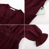 imageGRACE KARIN Womens Casual V Neck Lantern Long Sleeve Ruffle Smocked Waist Tiered Midi A Line Dress with PocketsWine Red