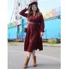 imageGRACE KARIN Womens Casual V Neck Lantern Long Sleeve Ruffle Smocked Waist Tiered Midi A Line Dress with PocketsWine Red