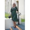 imageGRACE KARIN Womens Fall Casual Dress 2025 Collared V Neck 34 Sleeve Zipper Front Midi Work Dress with PocketsArmy Green