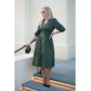 imageGRACE KARIN Womens Fall Casual Dress 2025 Collared V Neck 34 Sleeve Zipper Front Midi Work Dress with PocketsArmy Green