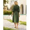 imageGRACE KARIN Womens Fall Casual Dress 2025 Collared V Neck 34 Sleeve Zipper Front Midi Work Dress with PocketsArmy Green