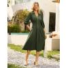 imageGRACE KARIN Womens Fall Casual Dress 2025 Collared V Neck 34 Sleeve Zipper Front Midi Work Dress with PocketsArmy Green
