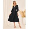 imageGRACE KARIN Womens Fall Casual Dress 2025 Collared V Neck 34 Sleeve Zipper Front Midi Work Dress with PocketsBlack