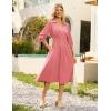 imageGRACE KARIN Womens Fall Casual Dress 2025 Collared V Neck 34 Sleeve Zipper Front Midi Work Dress with PocketsDark Pink