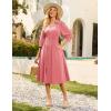 imageGRACE KARIN Womens Fall Casual Dress 2025 Collared V Neck 34 Sleeve Zipper Front Midi Work Dress with PocketsDark Pink