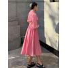 imageGRACE KARIN Womens Fall Casual Dress 2025 Collared V Neck 34 Sleeve Zipper Front Midi Work Dress with PocketsDark Pink