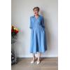 imageGRACE KARIN Womens Fall Casual Dress 2025 Collared V Neck 34 Sleeve Zipper Front Midi Work Dress with PocketsGray Blue