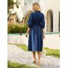 imageGRACE KARIN Womens Fall Casual Dress 2025 Collared V Neck 34 Sleeve Zipper Front Midi Work Dress with PocketsNavy Blue