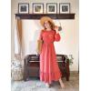imageGRACE KARIN Womens Fall Dresses 2025 Long Sleeve Casual Maxi Boho Long Dress High Waisted ALine Ruffle Dress Elegant ClassyBegonia Red