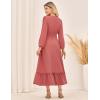 imageGRACE KARIN Womens Fall Dresses 2025 Long Sleeve Casual Maxi Boho Long Dress High Waisted ALine Ruffle Dress Elegant ClassyBegonia Red