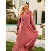 imageGRACE KARIN Womens Fall Dresses 2025 Long Sleeve Casual Maxi Boho Long Dress High Waisted ALine Ruffle Dress Elegant ClassyBegonia Red