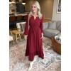 imageGRACE KARIN Womens Fall Dresses 2025 Long Sleeve Casual Maxi Boho Long Dress High Waisted ALine Ruffle Dress Elegant ClassyCherry Red