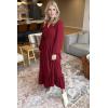 imageGRACE KARIN Womens Fall Dresses 2025 Long Sleeve Casual Maxi Boho Long Dress High Waisted ALine Ruffle Dress Elegant ClassyCherry Red