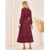 imageGRACE KARIN Womens Fall Dresses 2025 Long Sleeve Casual Maxi Boho Long Dress High Waisted ALine Ruffle Dress Elegant ClassyCherry Red