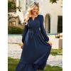 imageGRACE KARIN Womens Fall Dresses 2025 Long Sleeve Casual Maxi Boho Long Dress High Waisted ALine Ruffle Dress Elegant ClassyNavy Blue