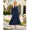 imageGRACE KARIN Womens Fall Dresses 2025 Long Sleeve Casual Maxi Boho Long Dress High Waisted ALine Ruffle Dress Elegant ClassyNavy Blue