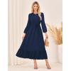 imageGRACE KARIN Womens Fall Dresses 2025 Long Sleeve Casual Maxi Boho Long Dress High Waisted ALine Ruffle Dress Elegant ClassyNavy Blue