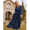 imageGRACE KARIN Womens Fall Dresses 2025 Long Sleeve Casual Maxi Boho Long Dress High Waisted ALine Ruffle Dress Elegant ClassyNavy Blue