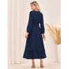 imageGRACE KARIN Womens Fall Dresses 2025 Long Sleeve Casual Maxi Boho Long Dress High Waisted ALine Ruffle Dress Elegant ClassyNavy Blue