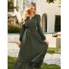 imageGRACE KARIN Womens Fall Dresses 2025 Long Sleeve Casual Maxi Boho Long Dress High Waisted ALine Ruffle Dress Elegant ClassyOlive Green