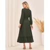 imageGRACE KARIN Womens Fall Dresses 2025 Long Sleeve Casual Maxi Boho Long Dress High Waisted ALine Ruffle Dress Elegant ClassyOlive Green