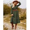 imageGRACE KARIN Womens Fall Dresses Lace V Neck Long Sleeve Tiered Flowy Maxi Dress Going Out Casual Dresses with PocketsArmy Green