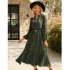 imageGRACE KARIN Womens Fall Dresses Lace V Neck Long Sleeve Tiered Flowy Maxi Dress Going Out Casual Dresses with PocketsArmy Green