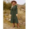 imageGRACE KARIN Womens Fall Dresses Lace V Neck Long Sleeve Tiered Flowy Maxi Dress Going Out Casual Dresses with PocketsArmy Green