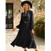 imageGRACE KARIN Womens Fall Dresses Lace V Neck Long Sleeve Tiered Flowy Maxi Dress Going Out Casual Dresses with PocketsBlack