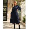 imageGRACE KARIN Womens Fall Dresses Lace V Neck Long Sleeve Tiered Flowy Maxi Dress Going Out Casual Dresses with PocketsNavy Blue