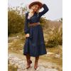 imageGRACE KARIN Womens Fall Dresses Lace V Neck Long Sleeve Tiered Flowy Maxi Dress Going Out Casual Dresses with PocketsNavy Blue
