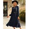 imageGRACE KARIN Womens Fall Dresses Lace V Neck Long Sleeve Tiered Flowy Maxi Dress Going Out Casual Dresses with PocketsNavy Blue