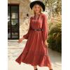 imageGRACE KARIN Womens Fall Dresses Lace V Neck Long Sleeve Tiered Flowy Maxi Dress Going Out Casual Dresses with PocketsRust Red