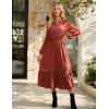 imageGRACE KARIN Womens Fall Dresses Lace V Neck Long Sleeve Tiered Flowy Maxi Dress Going Out Casual Dresses with PocketsRust Red