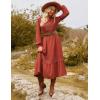 imageGRACE KARIN Womens Fall Dresses Lace V Neck Long Sleeve Tiered Flowy Maxi Dress Going Out Casual Dresses with PocketsRust Red