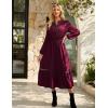 imageGRACE KARIN Womens Fall Dresses Lace V Neck Long Sleeve Tiered Flowy Maxi Dress Going Out Casual Dresses with PocketsWine Red