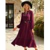 imageGRACE KARIN Womens Fall Dresses Lace V Neck Long Sleeve Tiered Flowy Maxi Dress Going Out Casual Dresses with PocketsWine Red