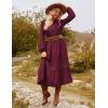 imageGRACE KARIN Womens Fall Dresses Lace V Neck Long Sleeve Tiered Flowy Maxi Dress Going Out Casual Dresses with PocketsWine Red