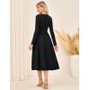 imageGRACE KARIN Womens Fall Long Sleeve Midi Dress 2025 Casual Square Neck Knit Belted A Line Flowy Elegant Going Out DressesBlack