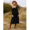 imageGRACE KARIN Womens Fall Long Sleeve Midi Dress 2025 Casual Square Neck Knit Belted A Line Flowy Elegant Going Out DressesBlack