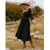 imageGRACE KARIN Womens Fall Long Sleeve Midi Dress 2025 Casual Square Neck Knit Belted A Line Flowy Elegant Going Out DressesBlack