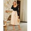 imageGRACE KARIN Womens Fall Long Sleeve Midi Dress 2025 Casual Square Neck Knit Belted A Line Flowy Elegant Going Out DressesBlack Apricot