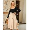 imageGRACE KARIN Womens Fall Long Sleeve Midi Dress 2025 Casual Square Neck Knit Belted A Line Flowy Elegant Going Out DressesBlack Apricot