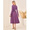 imageGRACE KARIN Womens Fall Long Sleeve Midi Dress 2025 Casual Square Neck Knit Belted A Line Flowy Elegant Going Out DressesPurple